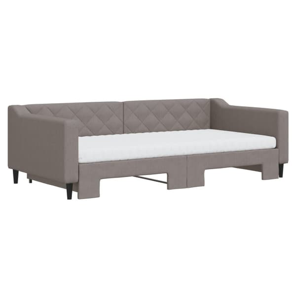 vidaXL Dagbädd med extrabädd och madrasser taupe 100x200 cm tyg