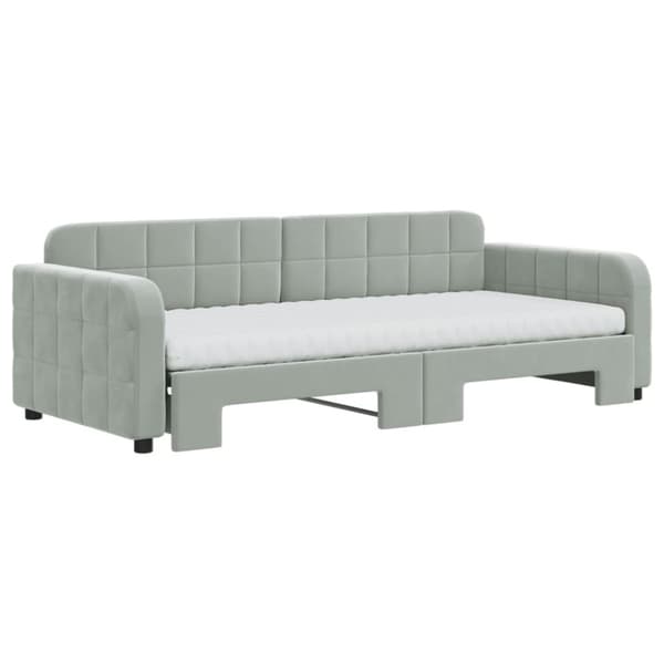 vidaXL Dagbädd utdragbar med madrasser ljusgrå 90x200 cm sammet