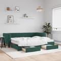 Miniatyrbillede 2 af 11: vidaXL daybed med udtræk og skuffer 90x200 cm velour mørkegrøn