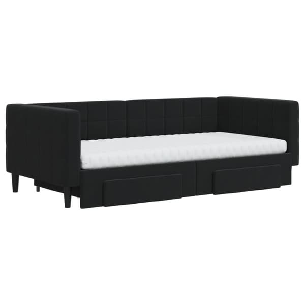 vidaXL daybed med udtræk og skuffer 90x190 cm velour sort
