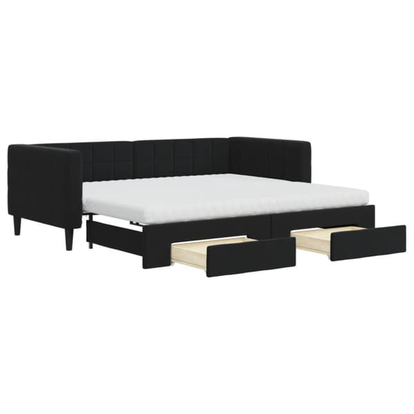 vidaXL daybed med udtræk og skuffer 90x190 cm velour sort