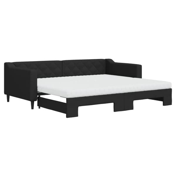 vidaXL Dagbädd utdragbar med madrasser svart 90x200 cm tyg