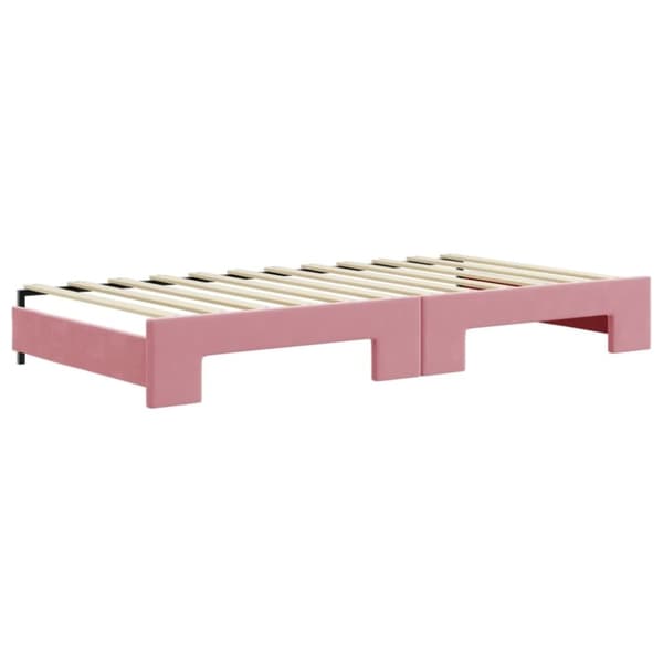 vidaXL Dagbädd utdragbar och madrasser rosa 100x200 cm sammet