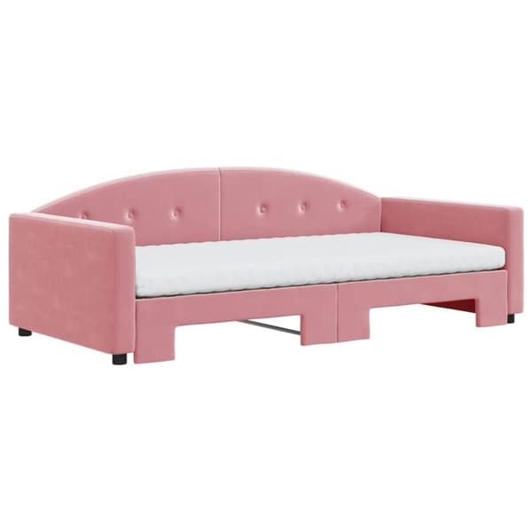 vidaXL Dagbädd utdragbar och madrasser rosa 100x200 cm sammet