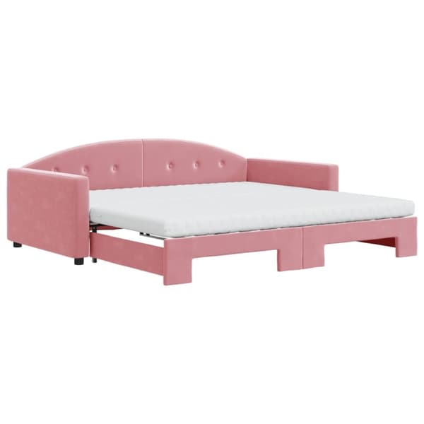 vidaXL Dagbädd utdragbar och madrasser rosa 100x200 cm sammet