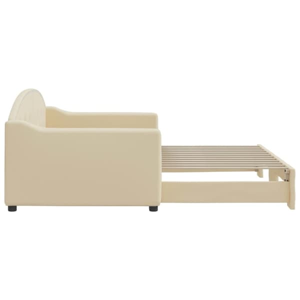 vidaXL Dagbädd utdragbar gräddvit 90x200 cm tyg