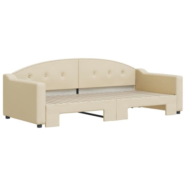 vidaXL Dagbädd utdragbar gräddvit 90x200 cm tyg