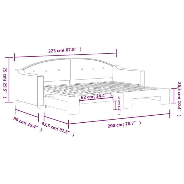 vidaXL Dagbädd utdragbar gräddvit 80x200 cm tyg