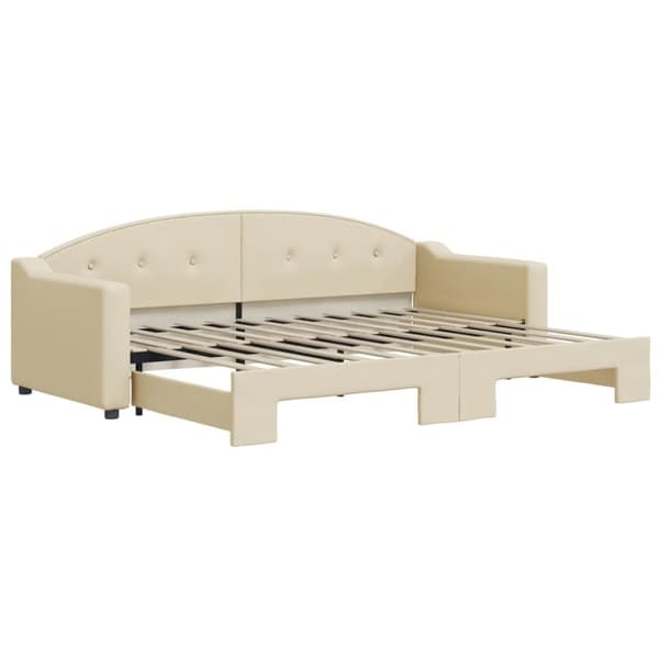 vidaXL Dagbädd utdragbar gräddvit 80x200 cm tyg