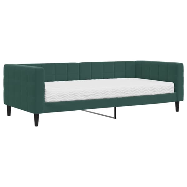 vidaXL Dagbädd med madrass mörkgrön 90x200 cm sammet