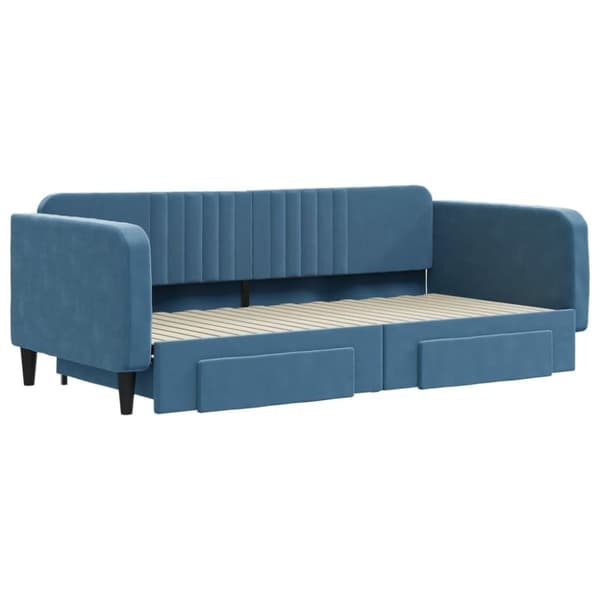 vidaXL Dagbädd utdragbar med lådor blå 100x200 cm sammet