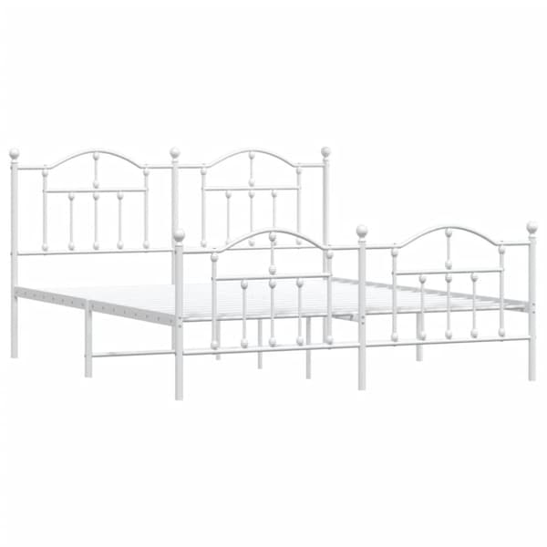 vidaXL sengeramme med sengegavl og fodgærde 180x200 cm metal hvid