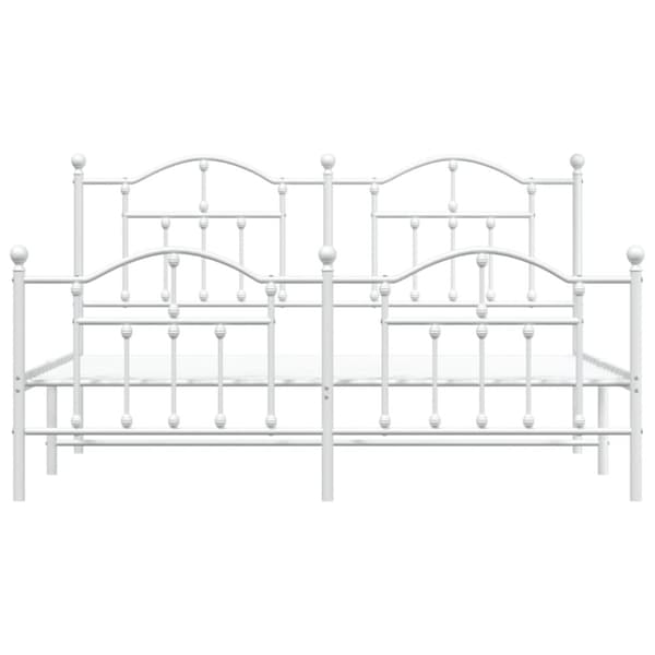 vidaXL sengeramme med sengegavl og fodgærde 180x200 cm metal hvid