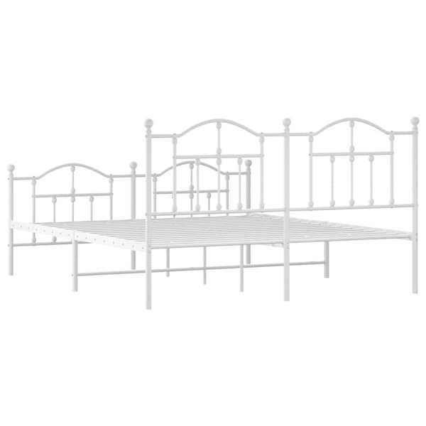 vidaXL sengeramme med sengegavl og fodgærde 180x200 cm metal hvid