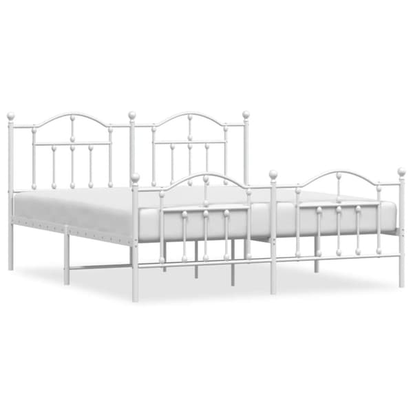 vidaXL sengeramme med sengegavl og fodgærde 180x200 cm metal hvid