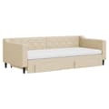 Miniatyrbillede 4 af 11: vidaXL daybed med udtræk og skuffer 90x200 cm stof cremefarvet