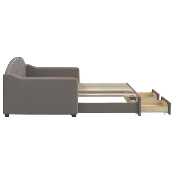 vidaXL Dagbädd utdragbar med lådor taupe 90x200 cm tyg