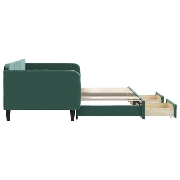 vidaXL Dagbädd utdragbar med lådor mörkgrön 100x200 cm sammet