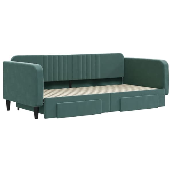 vidaXL Dagbädd utdragbar med lådor mörkgrön 100x200 cm sammet