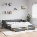 Miniatyrbillede 11 af 11: vidaXL daybed med udtræk og skuffer 90x190 cm stof mørkegrå