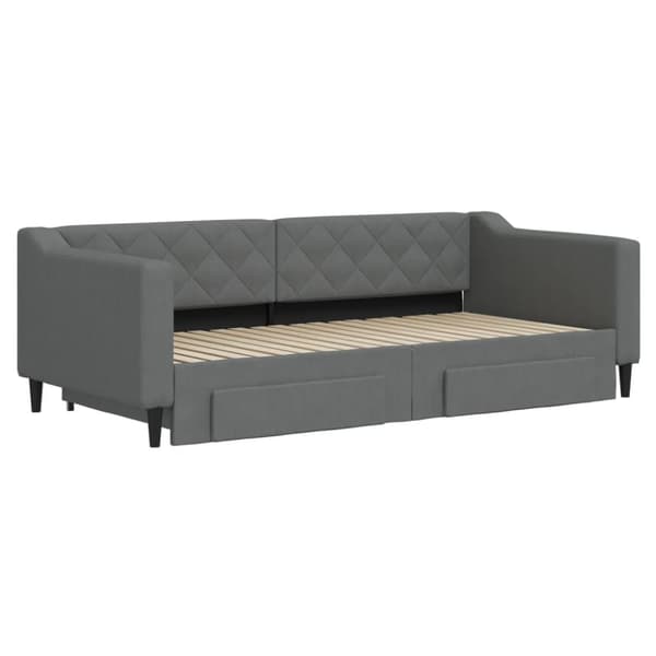 vidaXL daybed med udtræk og skuffer 90x190 cm stof mørkegrå