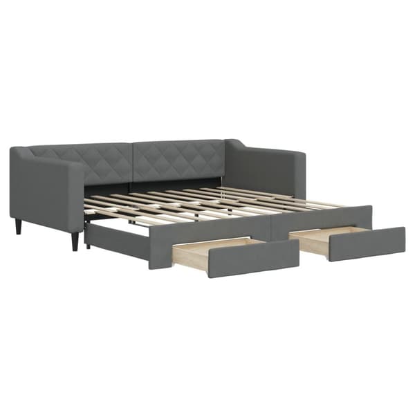 vidaXL daybed med udtræk og skuffer 90x190 cm stof mørkegrå