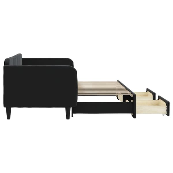 vidaXL Dagbädd utdragbar med lådor svart 90x200 cm sammet