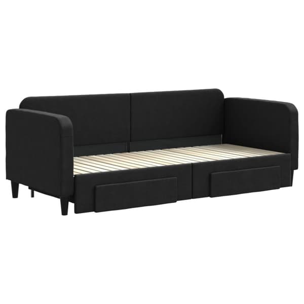 vidaXL Dagbädd utdragbar med lådor svart 80x200 cm tyg