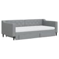 Miniatyrbillede 3 af 11: vidaXL daybed med udtræk og skuffer 90x190 cm stof lysegrå