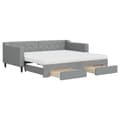 Miniatyrbillede 1 af 11: vidaXL daybed med udtræk og skuffer 90x190 cm stof lysegrå