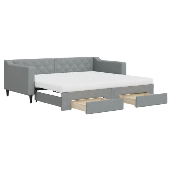 vidaXL daybed med udtræk og skuffer 90x190 cm stof lysegrå