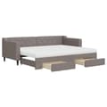 Miniatyrbillede 2 af 11: vidaXL daybed med udtræk og skuffer 80x200 cm stof gråbrun