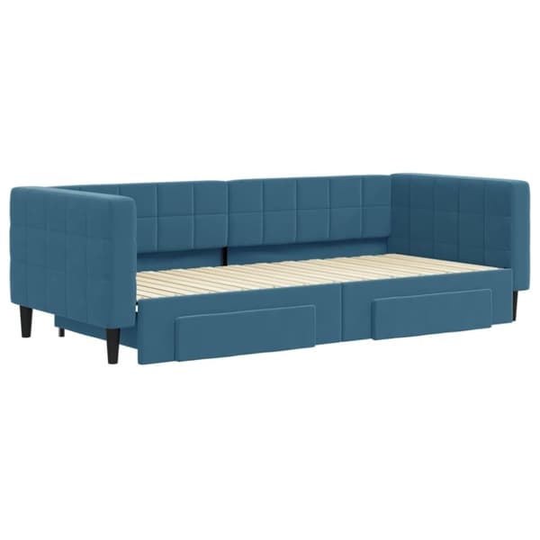 vidaXL daybed med udtræk og skuffer 90x200 cm velour blå