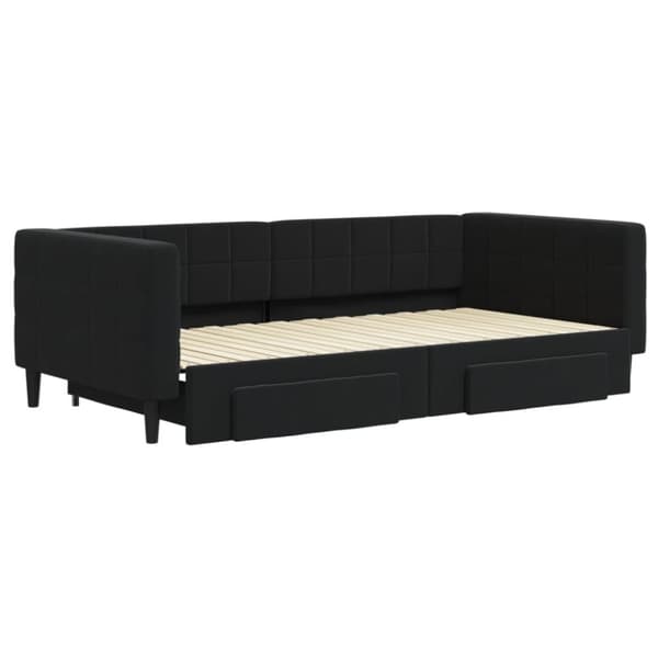 vidaXL daybed med udtræk og skuffer 100x200 cm velour sort