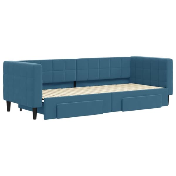 vidaXL daybed med udtræk og skuffer 80x200 cm stof blå