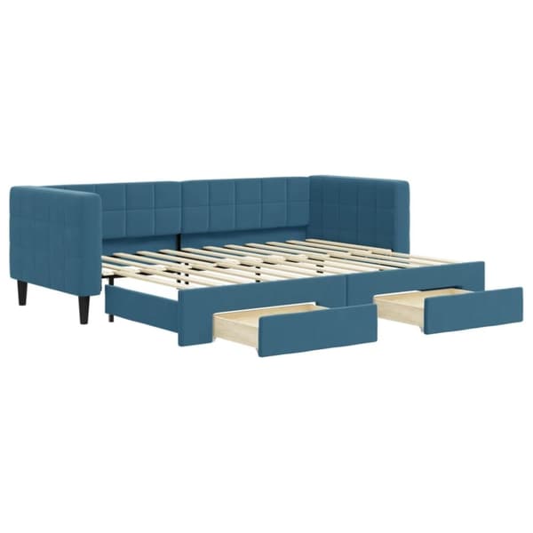 vidaXL daybed med udtræk og skuffer 80x200 cm stof blå