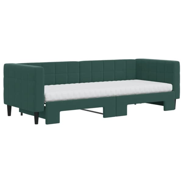 vidaXL Dagbädd med madrasser utdragbar mörkgrön 80x200 cm sammet