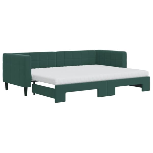 vidaXL Dagbädd med madrasser utdragbar mörkgrön 80x200 cm sammet