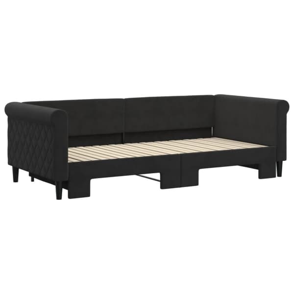 vidaXL Dagbädd utdragbar svart 90x200 cm sammet