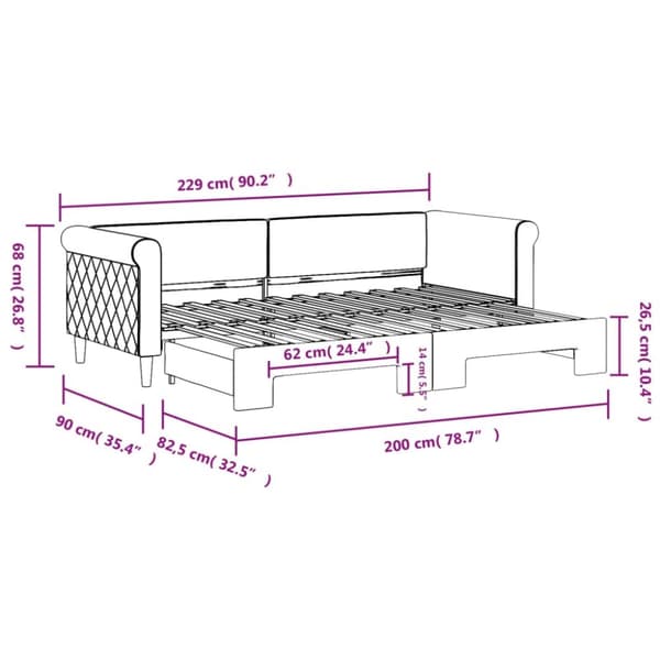 vidaXL Dagbädd utdragbar svart 80x200 cm sammet