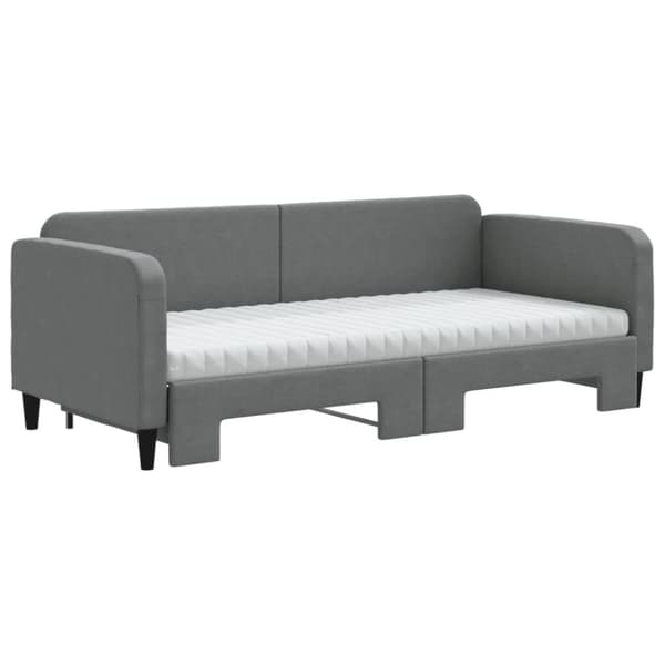 vidaXL Dagbädd utdragbar med madrasser mörkgrå 90x200 cm tyg