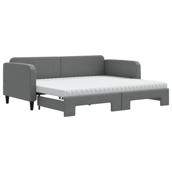 vidaXL Dagbädd utdragbar med madrasser mörkgrå 90x200 cm tyg