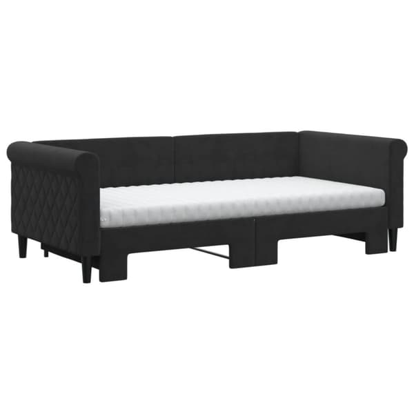 vidaXL Dagbädd utdragbar med madrasser svart 90x190 cm sammet