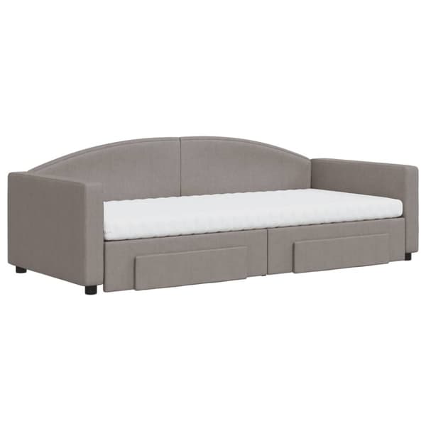 vidaXL Dagbädd utdragbar med lådor taupe 90x200 cm tyg