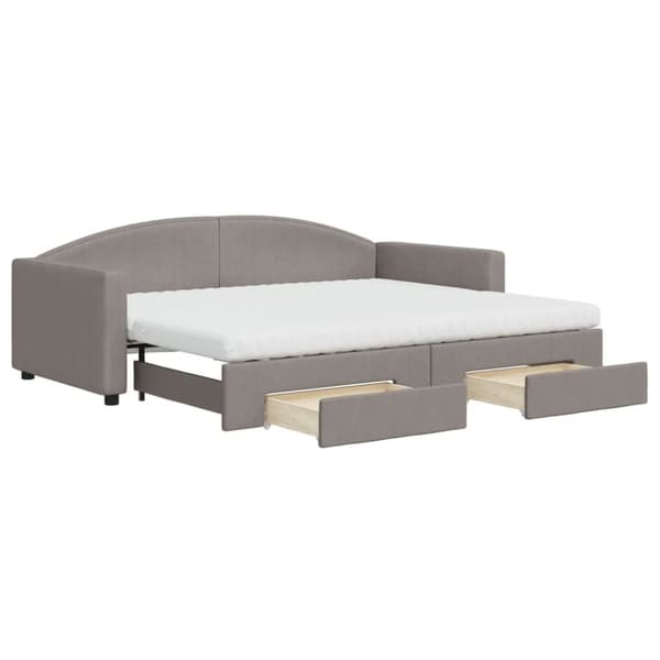 vidaXL Dagbädd utdragbar med lådor taupe 90x200 cm tyg