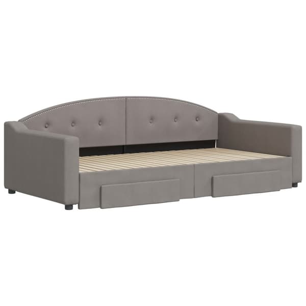 vidaXL Dagbädd utdragbar med lådor taupe 100x200 cm tyg