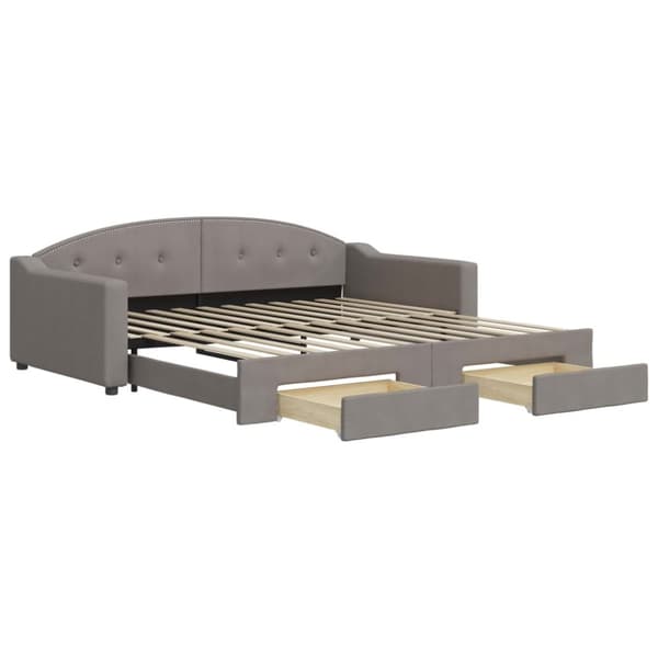 vidaXL Dagbädd utdragbar med lådor taupe 100x200 cm tyg