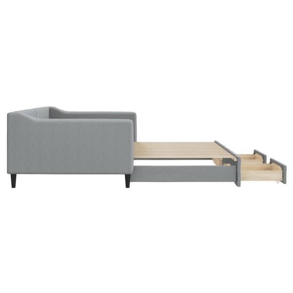 vidaXL daybed med udtræk og skuffer 100x200 cm stof lysegrå