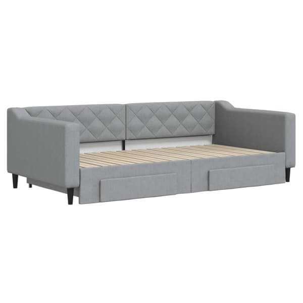 vidaXL daybed med udtræk og skuffer 100x200 cm stof lysegrå