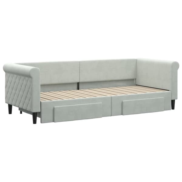 vidaXL Dagbädd utdragbar med lådor ljusgrå 80x200 cm sammet